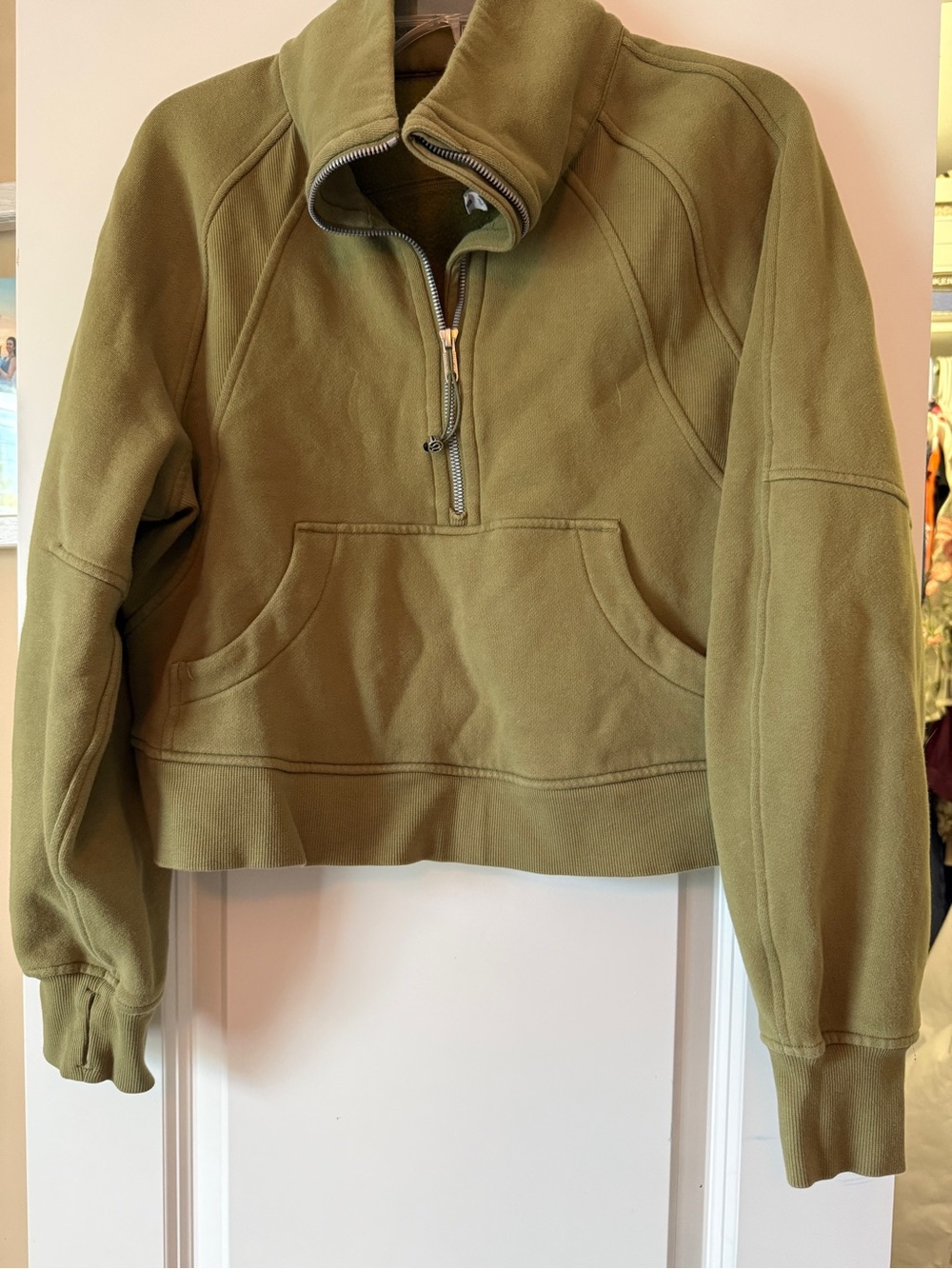 Olive Half-Zip scuba sweatshirt - Women